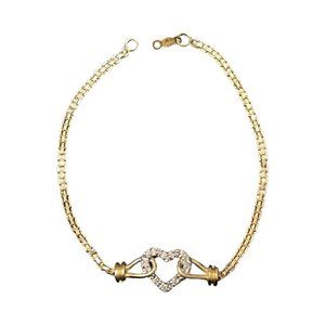 14K Gold Women’s Bracelet 2.65gm .10 Ct Diamond Heart 16 Count Authentic Jewelry